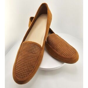 LIZ CLAIBORNE Women's LC Towne Flats Sz 9M Faux Suede Slip On Brown Shoes EUC